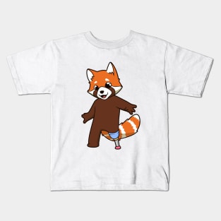 Red panda with prosthetic leg Kids T-Shirt